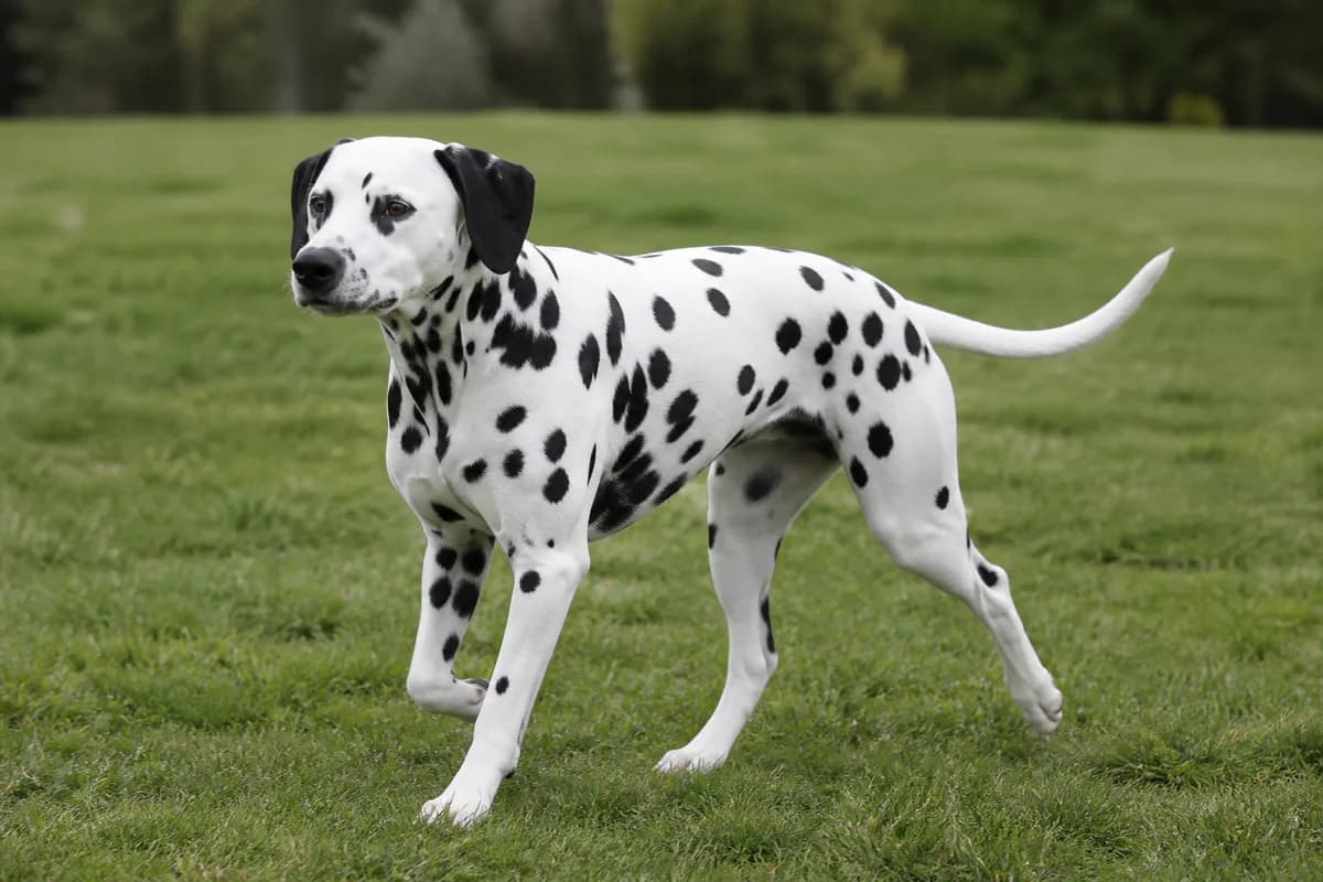 Dalmata adulto in movimento in un parco aperto